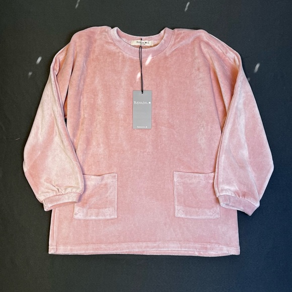 Pink Velvet Sweatshirt for Girls Size 5-6Y - Picture 2 of 9